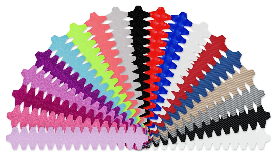 NomadX Toothed padel racket protectors fanned out in all 19 colours