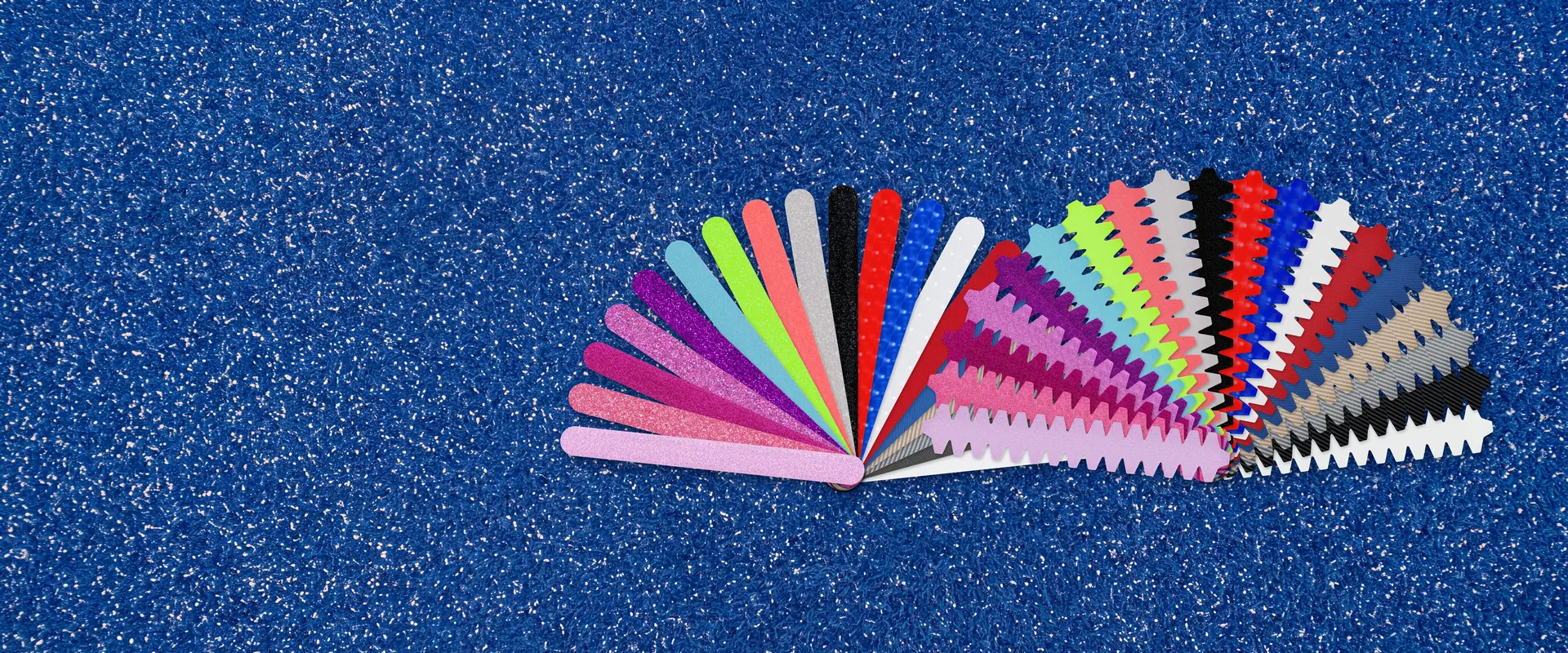 NomadX Toothed and Round Edge Only padel racket protectors fanned out in all 19 colours