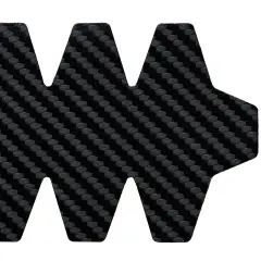 NomadX Toothed padel racket edge protector in Carbon Fibre Black, unpackaged, flat lay top view