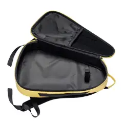 Inside the NomadX Hardshell Padel Backpack in Butter Yellow, compartments open