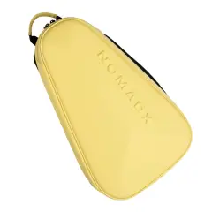 NomadX Hardshell Padel Backpack in Butter Yellow, side profile showing the shoulder straps