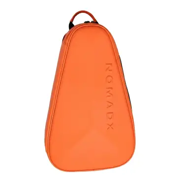 NomadX Hardshell Padel Backpack in Sunset Orange, three quarter view