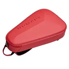 NomadX Hardshell Padel Backpack in Cherry Red, three quarter view from the opposite side