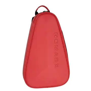 NomadX Hardshell Padel Backpack in Cherry Red, three quarter view