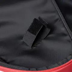 Inside the NomadX Hardshell Padel Backpack in Cherry Red, hook-and-loop racket strap