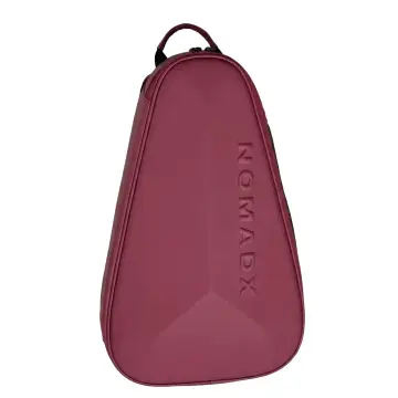 NomadX Hardshell Padel Backpack in Deep Burgundy, three quarter view