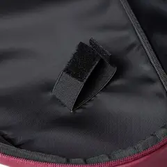 Inside the NomadX Hardshell Padel Backpack in Deep Burgundy, hook-and-loop racket strap