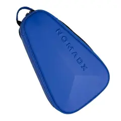 NomadX Hardshell Padel Backpack in Electric Blue, side profile showing the shoulder straps