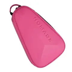 NomadX Hardshell Padel Backpack in Hot Pink, side profile showing the shoulder straps