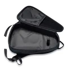 Inside the NomadX Hardshell Padel Backpack in Pitch Black, compartments open