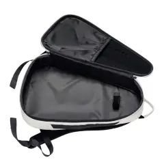 Inside the NomadX Hardshell Padel Backpack in Snow White, compartments open