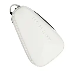 NomadX Hardshell Padel Backpack in Snow White, side profile showing the shoulder straps